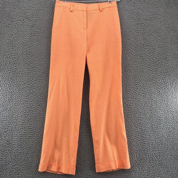 Jones New York Pants Womens 2 Petite Orange Linen Blend Signature Crop Stretch - Picture 1 of 11
